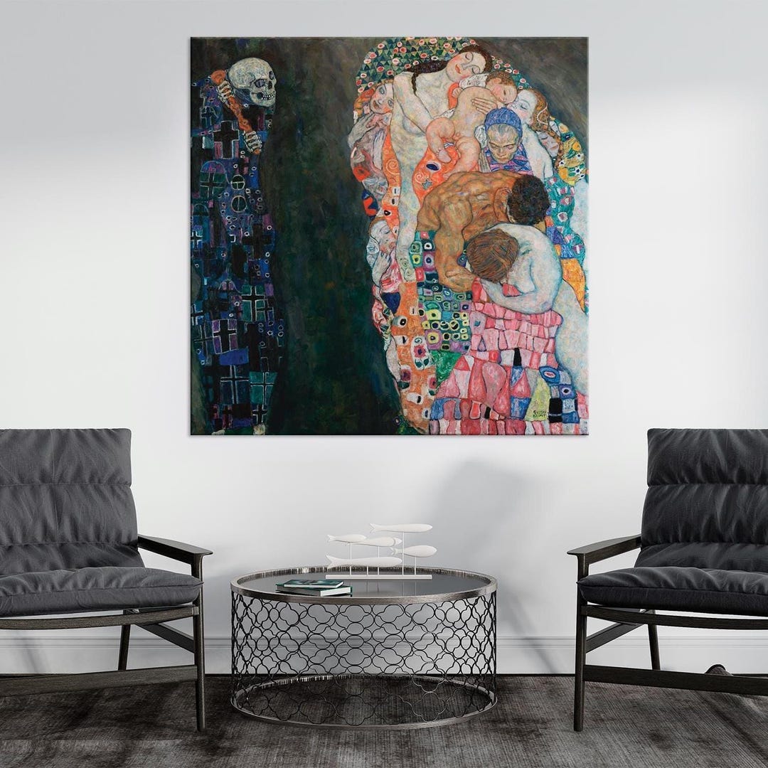 Klimt Death and Life Canvas Art Print, Art Nouveau Decor - Etsy