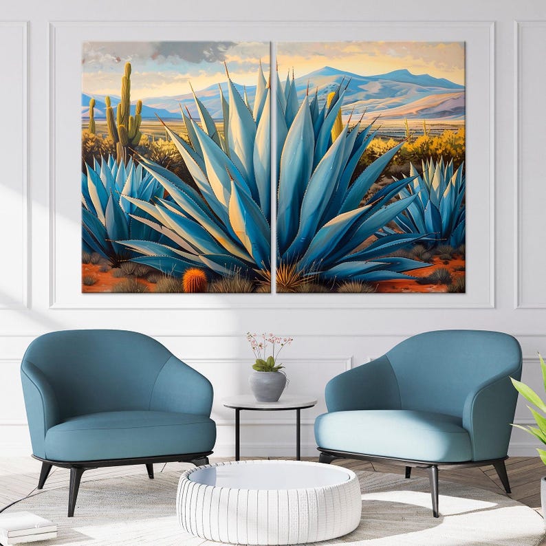 Blue Agave Cactus Canvas Print, Arizona Desert Wall Art - Etsy
