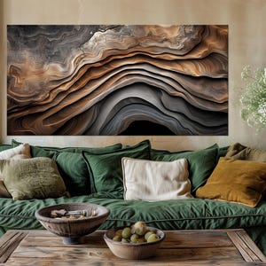 Abstract waves large canvas wall art prints Wood texture Modern wall art aAbstract painting Natural wall decor Housewarming gift