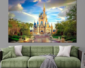 Princess Castle Canvas Print: Fairytale Magic Kingdom Art