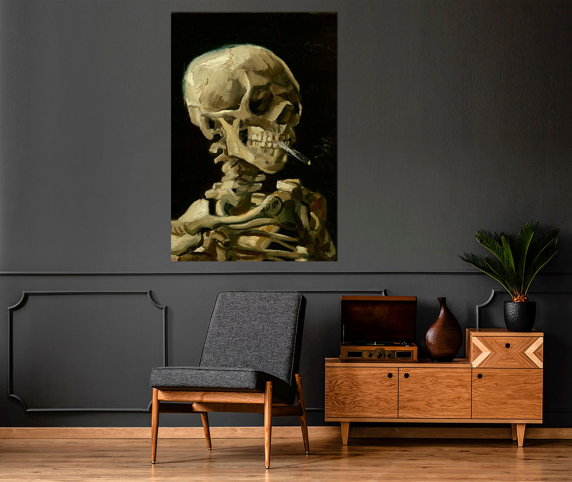 Discover Vincent Van Gogh Print Skeleton with a Burning Cig Canvas