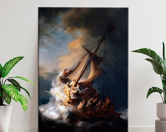 Rembrandt Christ in the Storm Canvas Print – Religious Sea Galilee Wall Art