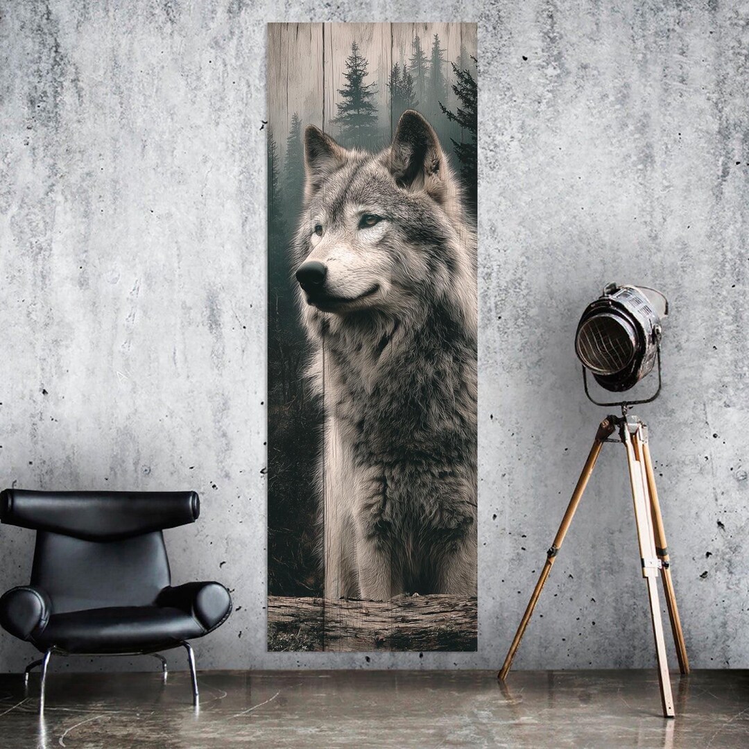 Rustic Wolf Wild Wolf Canvas Wall Art, Wood Print, Rustic Style Decor - Etsy