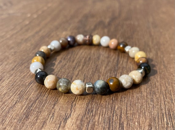 Brown Coconut Shell Bracelet, Faceted Pyrite Fool's Gold Beaded Jewelry,  Unisex Rustic Casual Beach & Southwestern, Gifts for Him - Etsy | Mens  beaded bracelets, Beaded bracelets, Mens stretch bracelets