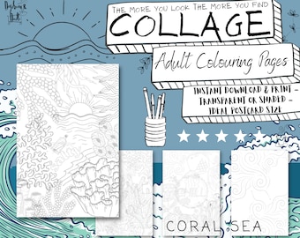 Adult Colouring Pages Collage Daydream Doodle Instant Printable Download Hours of Art and Creativity