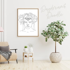 2 Artistic Standout Women Headpiece Flowers Print Instant Download Artwork Frame Gift Present Bedroom Home