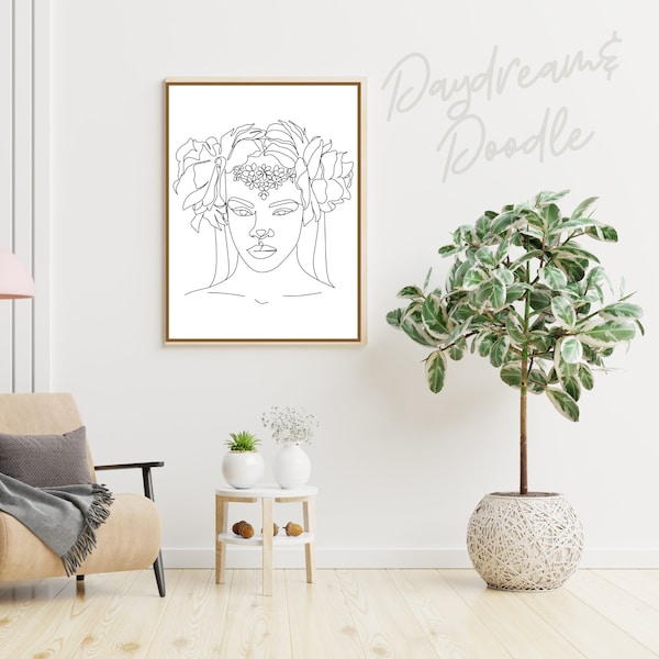 2 Artistic Standout Women Headpiece Flowers Print Instant Download Artwork Frame Gift Present Bedroom Home