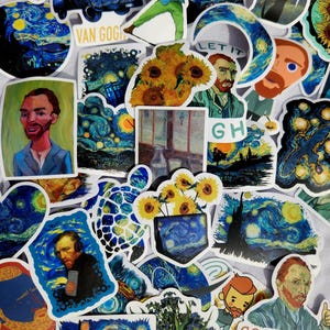 Van Gogh Sticker Pack – 40pcs Art Stickers, Aesthetic Starry Night Stickers, Famous Painting Stickers for Journals & Decor