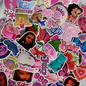 Y2K Bratz Doll Sticker Pack – 50 Girly Aesthetic Stickers, Teen Girl Scrapbook, Cute Retro Decals