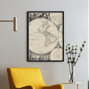 Vintage AMERIKA KARTE DRUCKBARE Poster | Herunterladbare Wandkunst | Wohnzimmer Deko| Digitaldruck | Boho Wohnkunst |