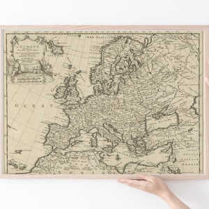Druckbare VINTAGE Europa KARTE Poster | Digitaldruck, Sofort Download, Boho, Zeitgenössischer Wandbehang, Wohndekor in neutralen Tönen,