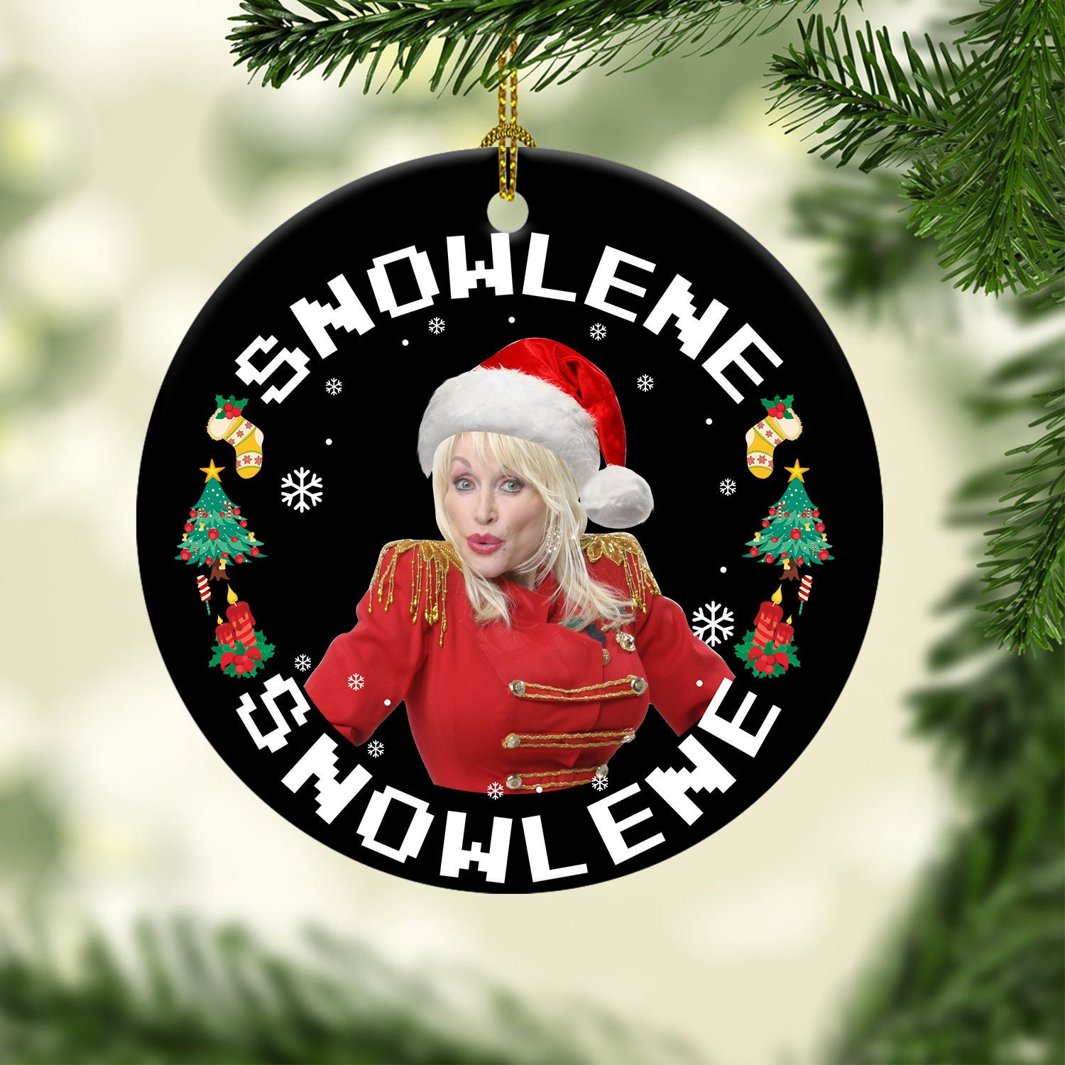 Snowlene Dolly Parton Christmas Ceramic Ornament