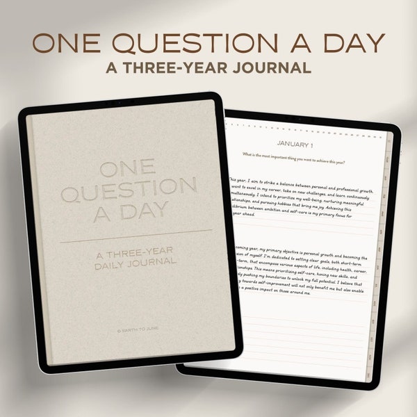 One Question A Day | A Three-Year Journal | Daily Journal Prompts for Digital Journaling | Digital iPad Planner | Self Care