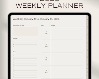 2026 Weekly Digital Planner: Minimalist iPad Goodnotes Template (PDF)