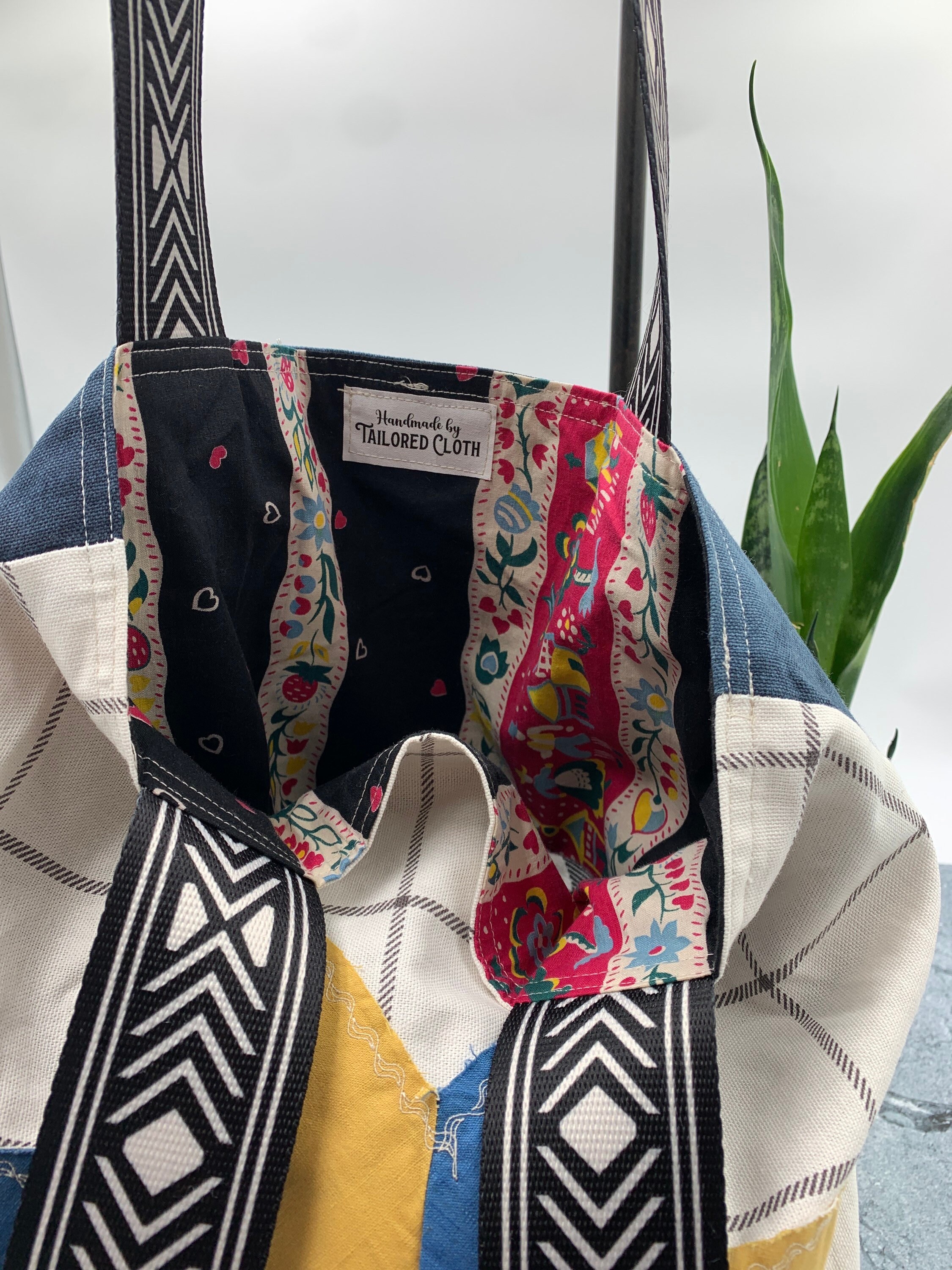 Canvas Tote Bag, Vintage Quilt Block, Tote Bag With Orphan Quilt Square, Vintage Quilt Tote Bag