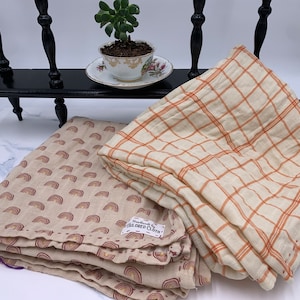Hand Stitched Muslin swaddle blanket, cotton gauze baby swaddle, receiving blanket, embroidered blanket, baby wrap, double cotton gauze
