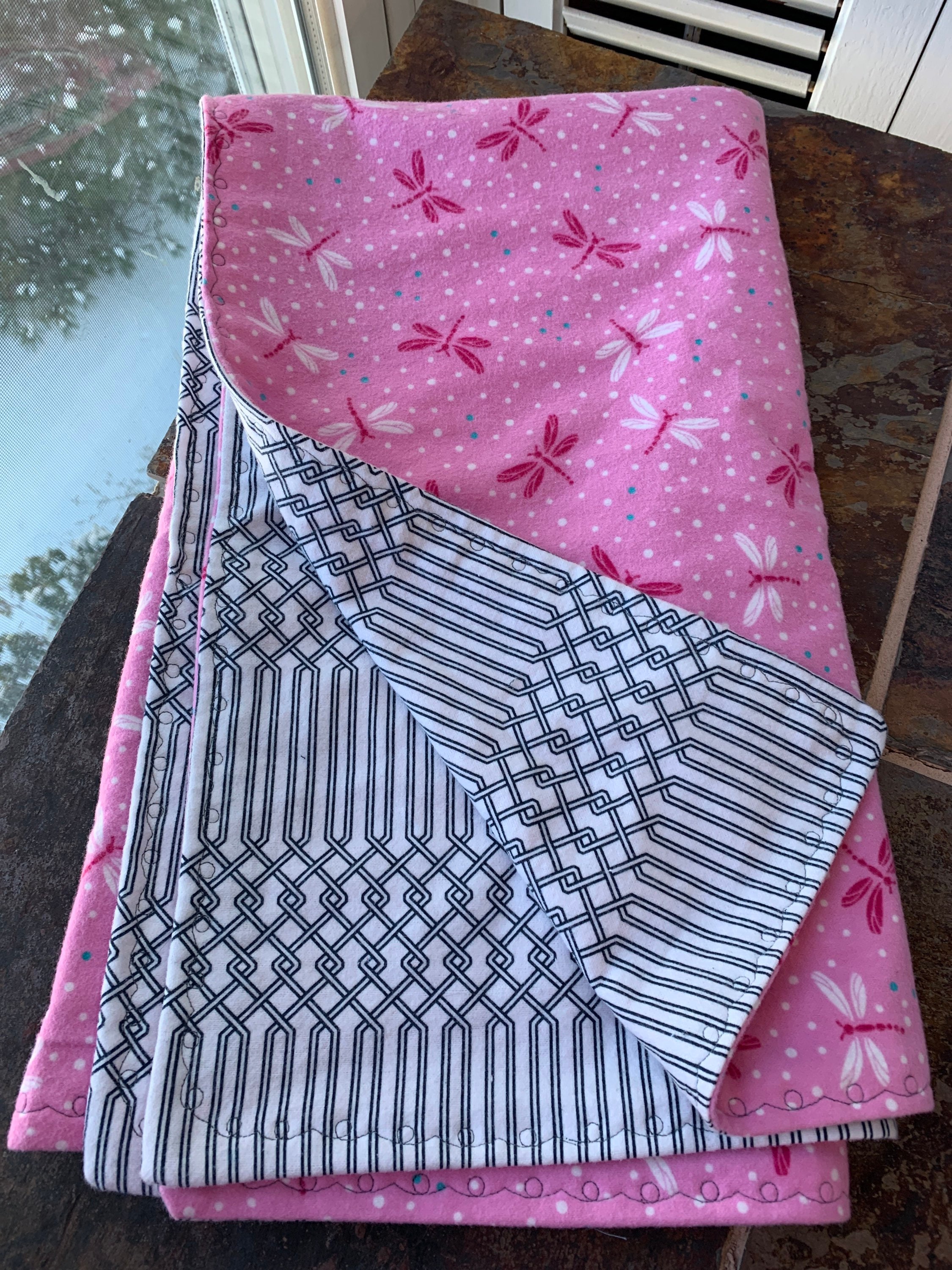 2 Layer Cotton Flannel Baby Blanket With Embroidery Flannel Etsy