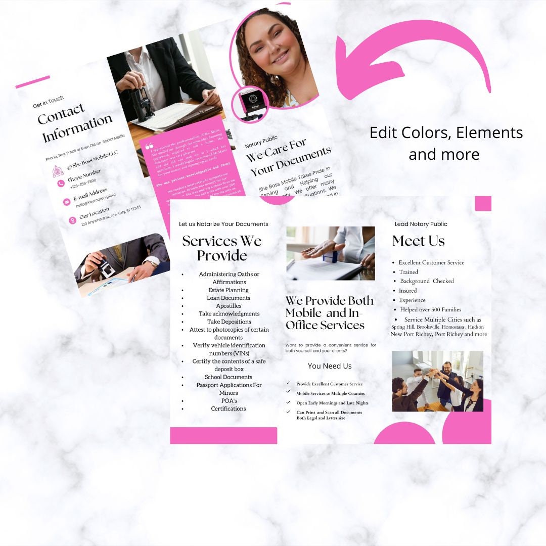 Your Notary Public Template Brochure Ready to Edit and Etsy