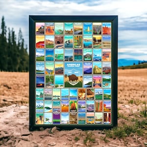 affiche de liste de seaux de parc national | Les 63 parcs nationaux des États-Unis