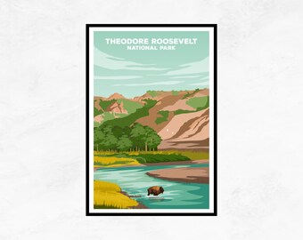 Theodore Roosevelt National Park Poster: Minimalist Nature Art