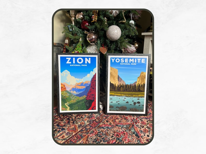 Paquete de carteles vintage de parques nacionales: Yosemite, Zion y Yellowstone imagen 7