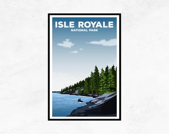 Isle Royale National Park Poster: Minimalist Nature Art Print