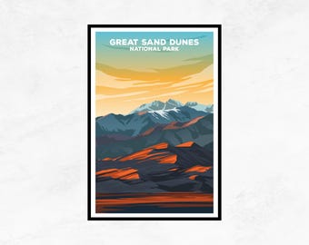 Great Sand Dunes National Park Poster - Minimalist Nature Print | Scenic Landscape Wall Art | Adventure Travel Gift for Colorado Adventurer