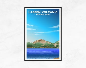 Lassen Volcanic National Park Poster: Minimalist Travel Print