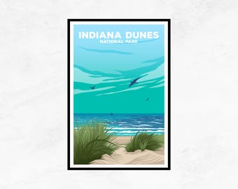 Indiana Dunes National Park Poster: Minimalist Travel Art Print