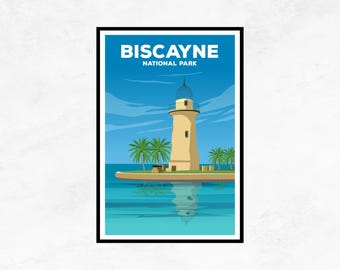 Biscayne National Park Poster: Minimalist Travel Art Print