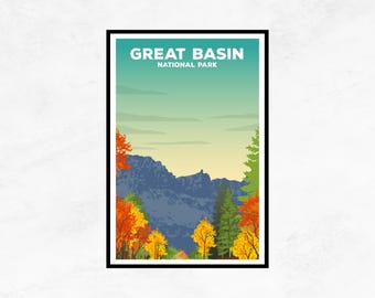 Great Basin National Park Poster - Minimalist Nature Print | Scenic Landscape Wall Art | Adventure Travel Gift for Nature Lovers | Nevada