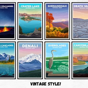 Paquete de carteles vintage de parques nacionales: Yosemite, Zion y Yellowstone imagen 8