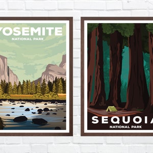 ¡Paquete de 2 carteles / 2 carteles de parques nacionales cualesquiera! Arte de pared de senderismo / Impresiones de parques nacionales