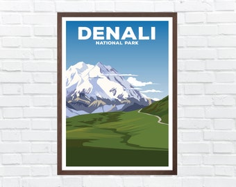 Denali  National Park Poster Print | Wall Art | Travel Poster Gifts | Alaska