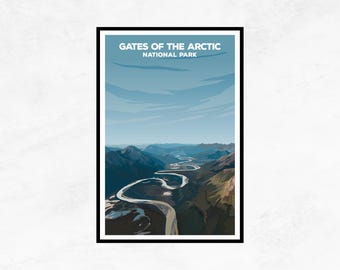 Gates of the Arctic National Park Poster: Minimalist Alaska Landscape Art