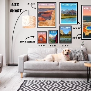 Paquete de carteles vintage de parques nacionales: Yosemite, Zion y Yellowstone imagen 4
