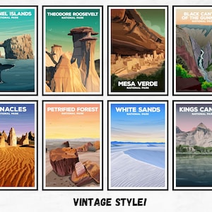 Paquete de carteles vintage de parques nacionales: Yosemite, Zion y Yellowstone imagen 6