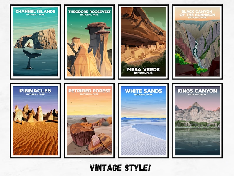 Paquete de carteles vintage de parques nacionales: Yosemite, Zion y Yellowstone imagen 6