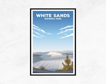 White Sands National Park Poster: Minimalist Travel Art Print