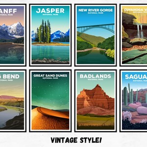 Paquete de carteles vintage de parques nacionales: Yosemite, Zion y Yellowstone imagen 5