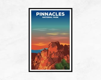Pinnacles National Park Poster: Minimalist Landscape Art