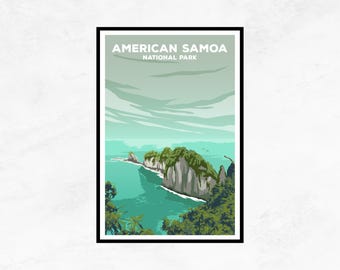 American Samoa National Park Poster: Minimalist Travel Print