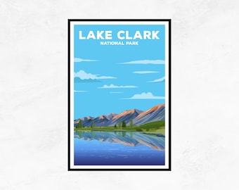 Lake Clark National Park Poster: Minimalist Alaska Landscape Art