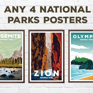 4 Poster Bundle - any 4 National Parks Posters! Hiking wall art | prints