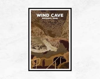 Wind Cave National Park Poster: Minimalist Travel Art Print