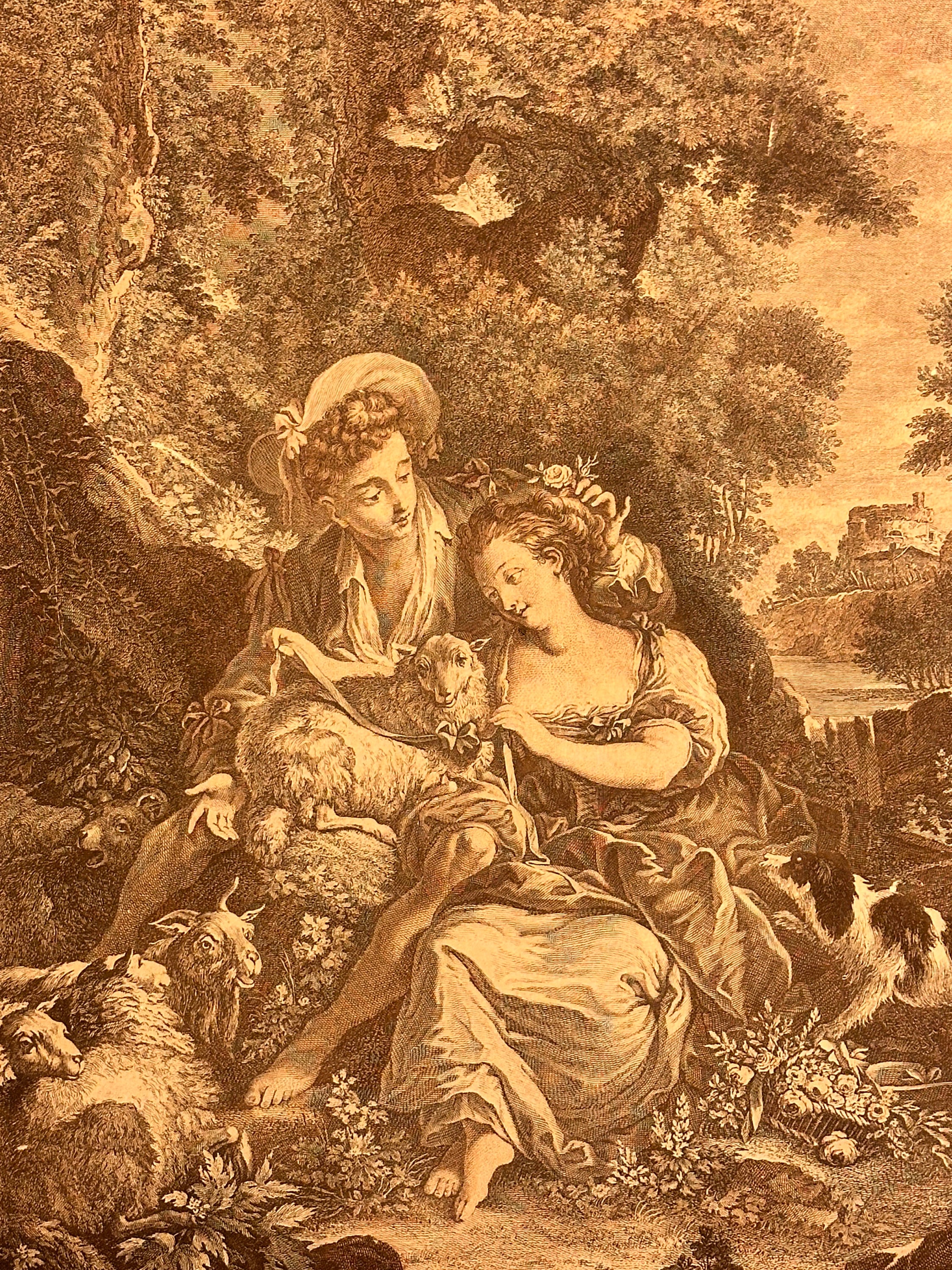 Rare 18th Century Circa 1755 Original Engraving in Ornate Gold Frame ...