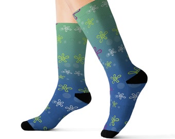 Under Sea Cloud Anemone Flowers Sublimation Socks