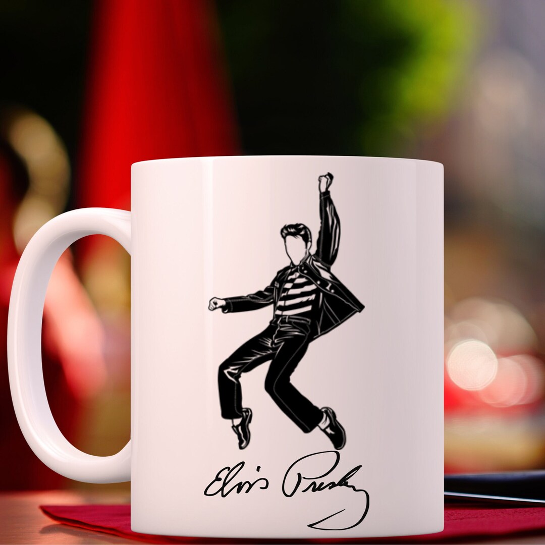 Elvis Presley Kaffeetasse Mit Untersetzer – Geschenk-Set, 325 Ml, Spülmaschinenfest, Mit Foto-Design