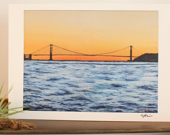 Fine Art Press Printed Stationery on Watercolor Paper of Original Painting: "Inside the Bay, San Francisco" (5x7)