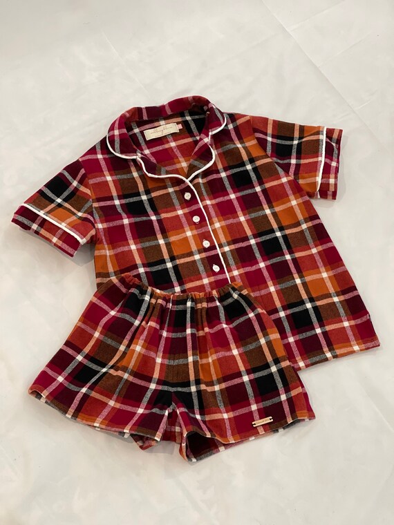 Women's Flannel Pajama Shorts Set Pink 